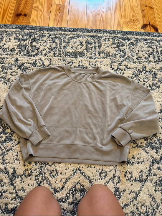 lululemon athletica Sweaters - lululemon athletica Scoop Neck Sweatshirt in Taupe two flaws shown